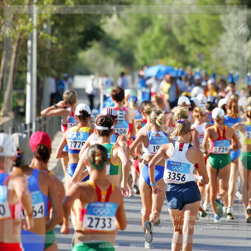 Walking from Behind<BR>20K Women's Race Walk<BR>2004 Olympic Games - Athens, Greece